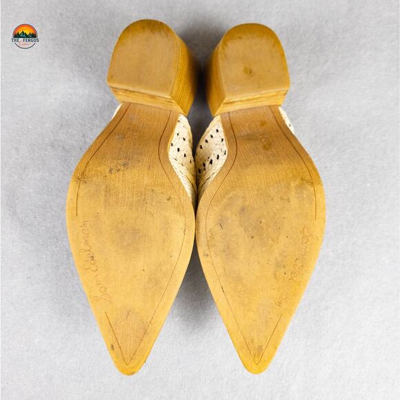 Sam Edelman Lillianna Mule Cuban Heels Ivory Leather Pointed Toe Women's Size 9 - Picture 6 of 13